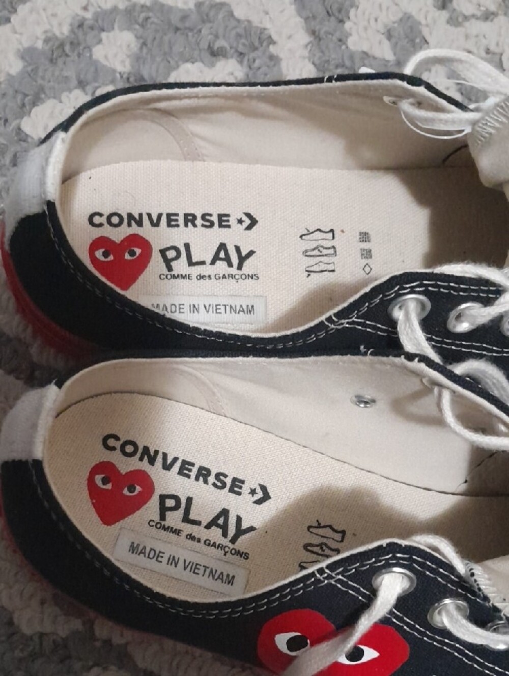 Converse Black Canvas Low Top Sneakers with Red Accents and White Laces - Picture 2 of 6